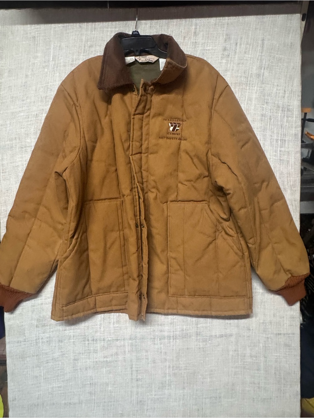 Walls Blizzard Pruf Brown Tan Quilted Puffer Jacket with Corduroy Collar